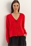 Women's Red Pearl Bow Accessory V-Neck Knitwear Cardigan Th251070 60283885