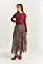 Women's Burgundy Shawl Patterned Asymmetrical Cut Lined Chiffon Bohemian Skirt De251102 60283881 - 5