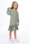 Girl's Printed Relax Fit Crew Neck Raglan Long Sleeve Flounce Dress - 3