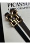 2-Piece Spire Interlocking Ring Pattern Women's Gold Buckle Belt Jacket Belt Dress Belt Trouser Belt