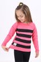 Girls' Printed Crew Neck Long Sleeve Striped T-Shirt
