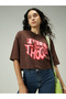 Brown Graphic Boxy Crop T-Shirt - 6