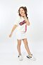 Girl's Printed Asymmetrical T-Shirt with Crew Neck and Short Sleeves