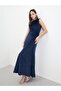 Blue Velvet Look Sleeveless Maxi Dress - 2