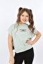 Girl's Oversized Printed Crew Neck Short Sleeve Slit T-Shirt - 2