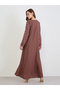 Brown Maxi Jalabiya with Gold Foil Print - 4