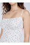 White Strappy Ditsy Print Midi Dress With Slit - 2