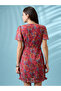 Pink Floral Printed V-Neck Frilled Hem Mini Dress - 3