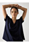 Navy Blue Cotton Short Sleeve Knit T-Shirt - 7