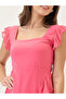 Pink Square Neck Ruffle Hem Maxi Dress - 4