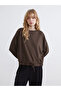 Brown Crew Neck Drawstring Women's Sweatshirt