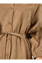 Khaki Balloon Sleeve Buttoned Midi Dress - 3