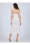 White Strappy Ditsy Print Midi Dress With Slit - 4