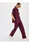 Burgundy Wide Leg Trousers - 2