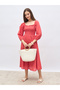 Women Red Smocked Midi Dress - 6
