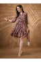 Floral Print V Neck Tiered Mini Fusion Dress - 5