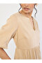 Beige Cotton Puff Sleeve Tiered Maxi Dress - 4