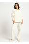 Cream Melange Crew Neck Fleece Sweatshirt - 6