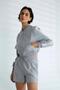Printed back long sleeved gray women's coat d99385-2y5 - 2