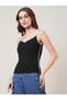 Women Black Sweetheart Neck Strappy Top - 2