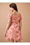 Pink Floral Printed Square Neck Mini Dress - 3