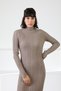 Mink Turtleneck Slit Detailed Long Sleeve Striped Patterned Cashmere Women's Knitwear Dress - 3