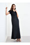 Black Velvet Look A-Line Maxi Dress