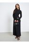 Textured Maxi Dress with Buckle Waist Detail