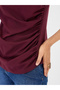 Wine Cotton Knit Ruching Detail Top - 5