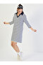 Navy Striped Polo Knit Knee Length Dress - 5