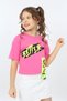 Girl's Printed Asymmetrical T-Shirt with Crew Neck and Short Sleeves - 5