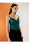 Women Green Sequined Strappy Top - 2
