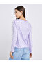 Purple Floral Print Long Sleeve T-Shirt - 4