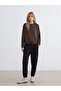 Brown Crew Neck Drawstring Women's Sweatshirt - 4