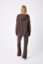 Women's Corded Fabric Knitted Fabric Bat Sleeve Hooded Flared O Oversized Comfortable Fit Bottom Top Set - 6