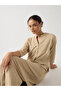 Beige Cotton Knit Maxi Dress with 3/4 Sleeves - 8