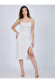 White Strappy Ditsy Print Midi Dress With Slit - 5