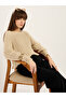 Beige Ribbed Knit Crew Neck Sweater - 5