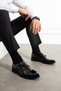 Men's Black Patent Leather Genuine Leather Double Buckle Classic Shoes