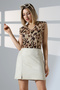 Women's Beige Mini Length Stylish Suede Skirt - 8