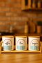 3-Piece Vacuum Bamboo Lid Porcelain Spice Jar Set - with Stand - Countertop Set - 660 ml -40*11Cm - 5
