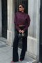 Asymmetrical Collar Poplin Burgundy Shirt - 4