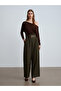 72219 Elastic Waist Fabric Trousers-Khaki - 2