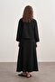 Women's Gabardine Shirt Flared Skirt Set Black - 7