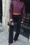 Asymmetrical Collar Poplin Burgundy Shirt - 3