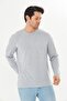 Gray Melange Plus Size Men's Cotton Crew Neck Long Sleeve T-Shirt 5020B-G - 2