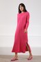 Fuchsia Yandan Slit Midi Length Crew Neck Cashmere Women's Knitwear Dress - 3
