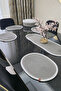 6-Piece Supla Bread Basket Set with 1 Runner and 1 Lid with Handle, Gray and White Color Patterned Presentation Basket - 4