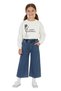 Girl's Holiday Casual Wide-Leg Palazzo Jeans-Sweatshirt Two-Piece Set