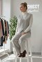 Beige V-Neck Sleeveless Striped Elastic Waist Casual Oversized Knitwear Vest Pants Set 55-110 55-55 - 3